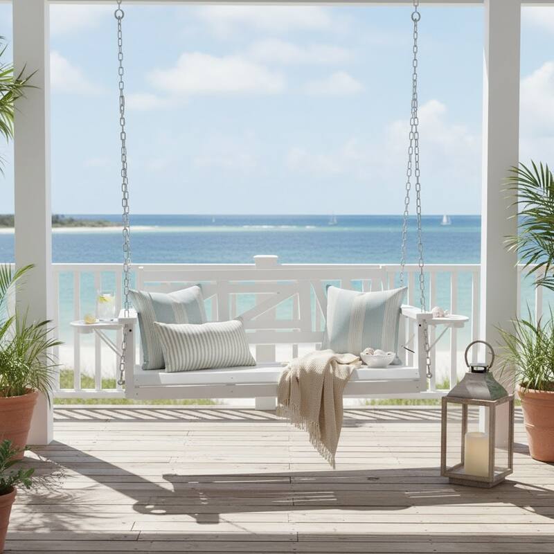 2 or 3-person Wood Porch Swing Heavy Duty with Foldable Tray