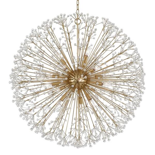 slide 2 of 2, Hudson Valley Dunkirk 16-Light Chandelier with Faceted K9 Crystal Aged Brass