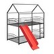 preview thumbnail 27 of 43, Twin over Twin Metal Bunk Bed with Slide, Roof, and Ladder