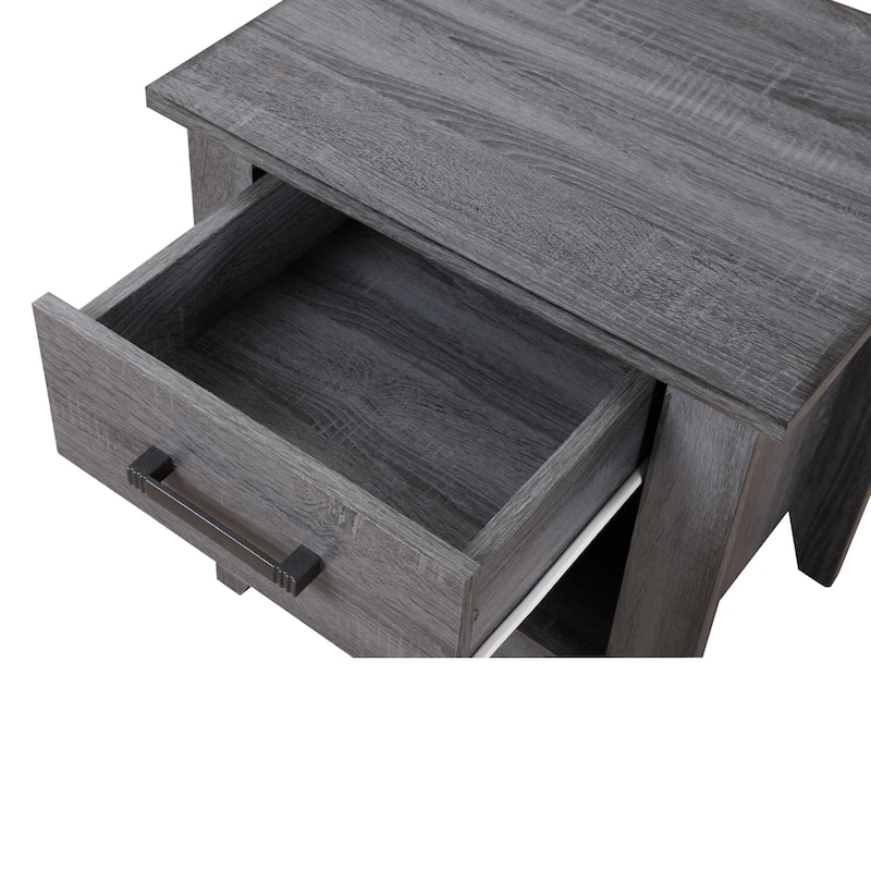 Nightstand with Drawer and Open Shelf - 24" - Gray