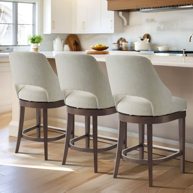 Madison Park Jillian Upholstered Counter Stool with Cutout Back Design and Swivel Sea