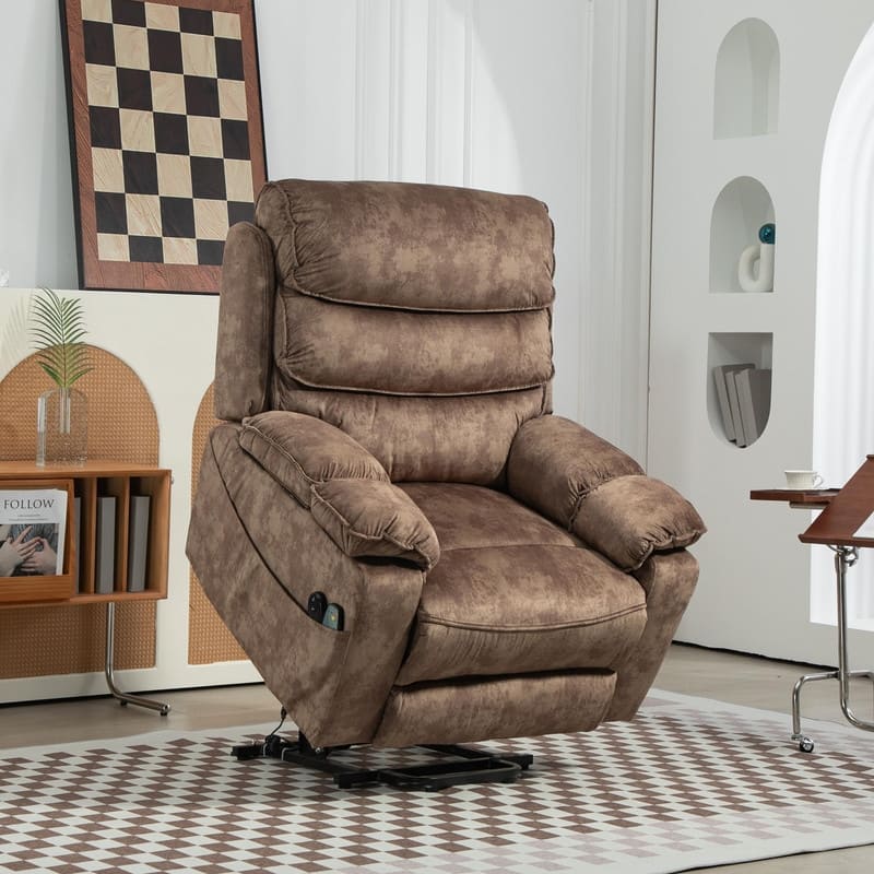 Extended Footrest Comfort Chenille Power Lift Recliner with Massage and Heat