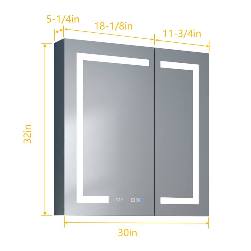 LED Bathroom Medicine Cabinet with Mirror and Defogger - 30*32 - 30*32