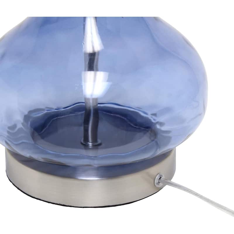 23.25 in. Dark Blue Finish Table Lamp with White Shade, Desk Lamp for Writing and Computer Desks