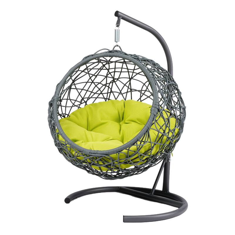 Cat Swing Bed with Stand & Cushion, Cat Egg Chair with Rattan Appearance, Indoor Hanging Swinging Cat Bed for Cats