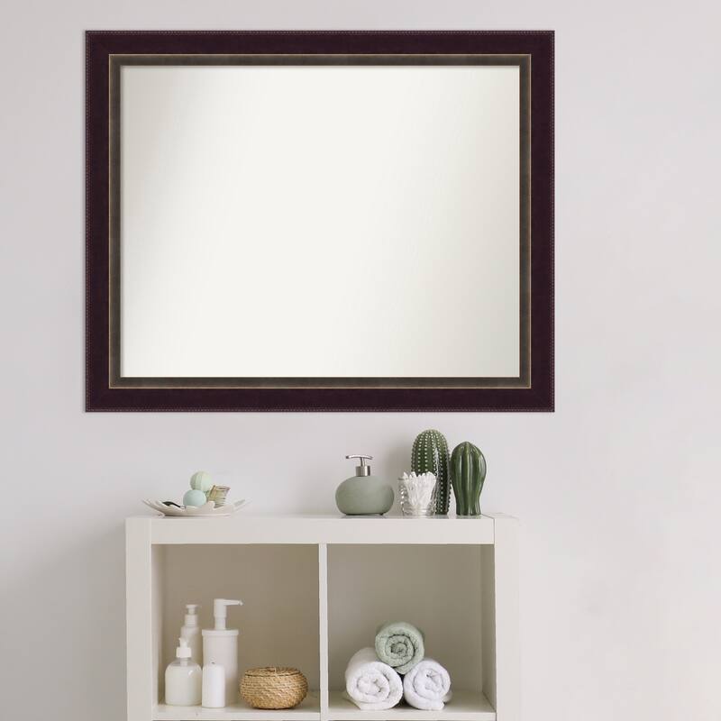 Non-Beveled Wood Bathroom Wall Mirror - Signore Bronze Frame
