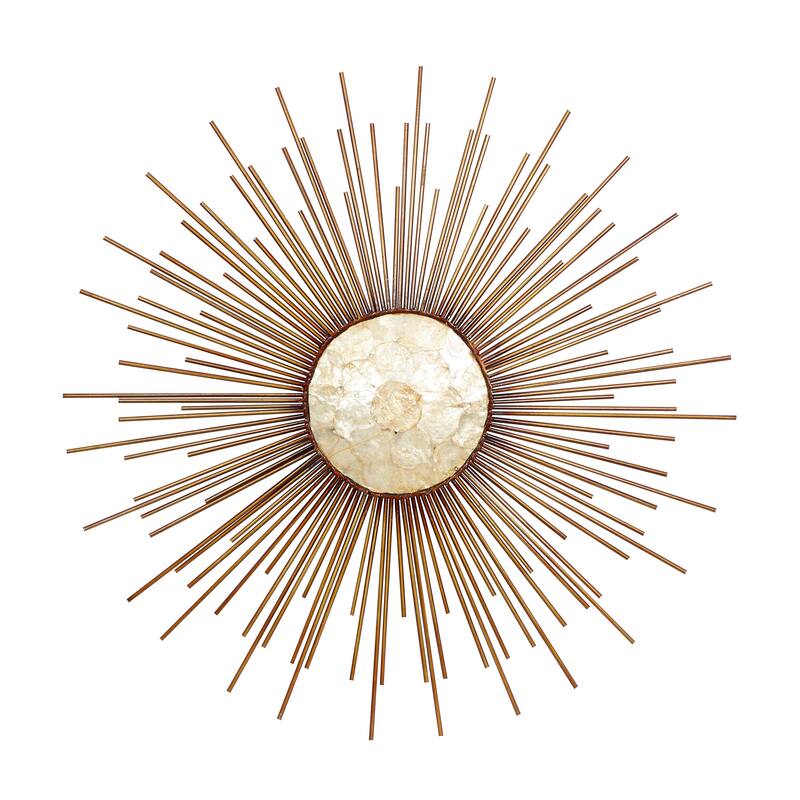 Metal Sunburst Home Wall Decor with Cream Capiz Shell Center - Copper - Roche River Decor - Copper