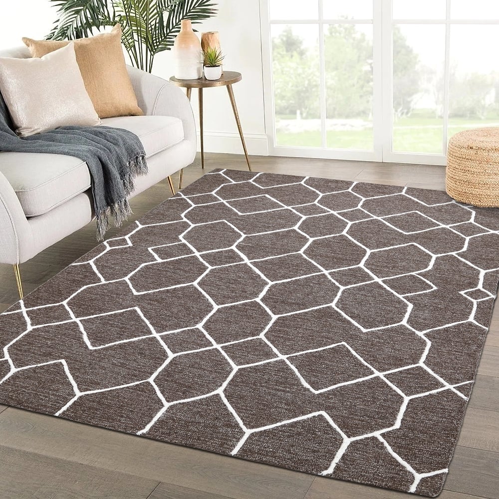 George Towne Living Geo Metro Luxury Handmade Geo Wool Area Rug