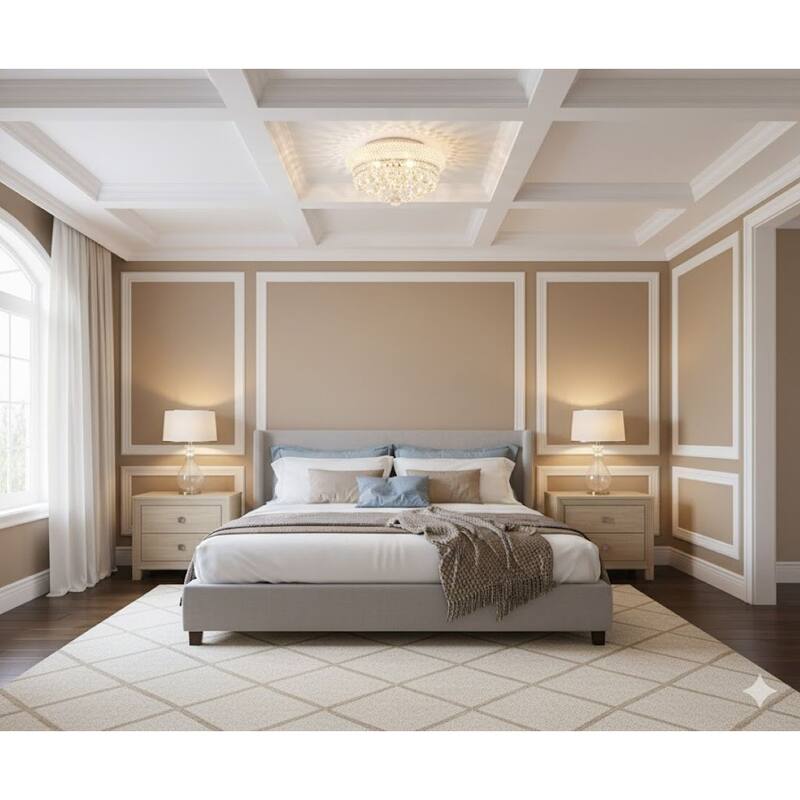 3 Light Chrome Metal Flush Mount With Crystal Balls