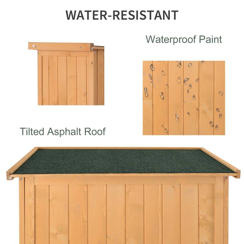 Outsunny 3' x 5' Wooden Garden Storage Shed with Asphalt Roof & 2 Large Wood Doors with Lock, Natural