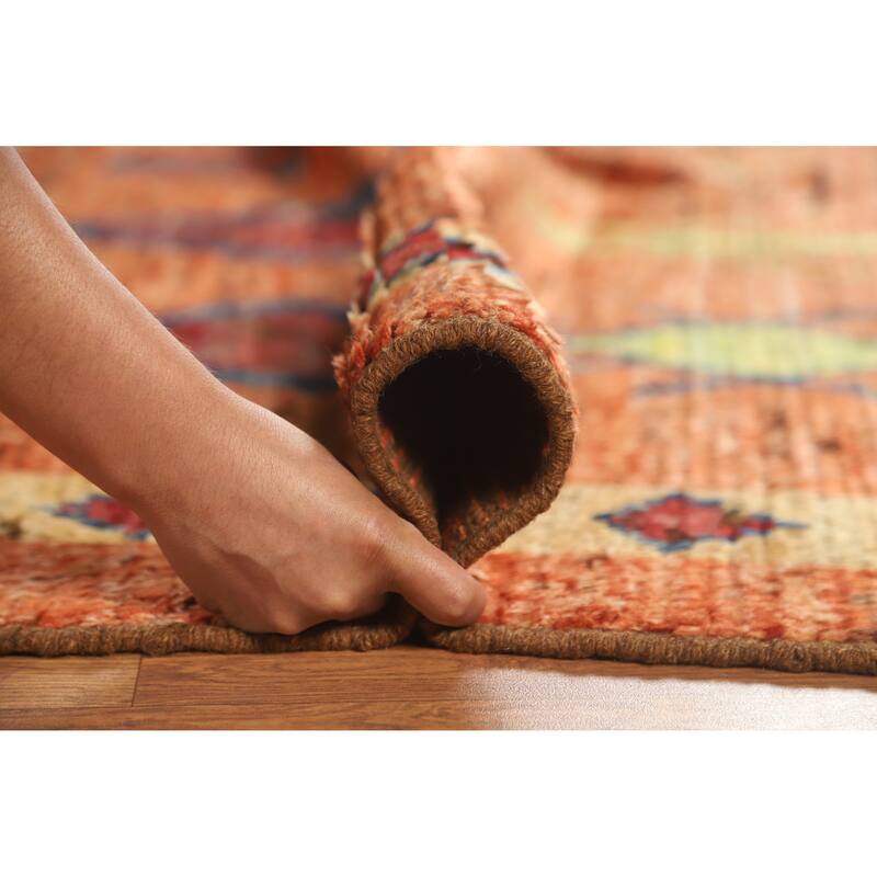 Orange Moroccan Oriental Rug Handmade Geometric Wool Carpet - 6'9" x 9'9"