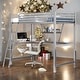preview thumbnail 2 of 11, Twin Size Loft Metal & MDF Bed with Built-in Desk and Shelf, Silver