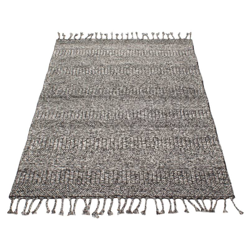 ECARPETGALLERY Braid weave Sienna Dark Grey Wool Rug - 5'1 x 7'6