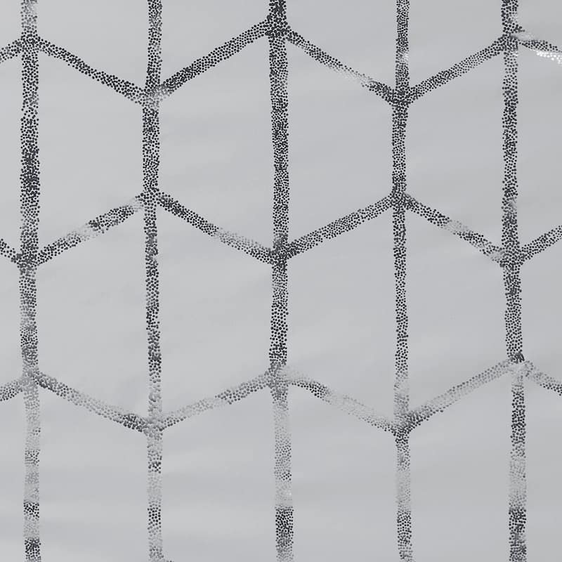 Total Blackout Metallic Print Grommet Top Curtain Panel - Grey+Silver