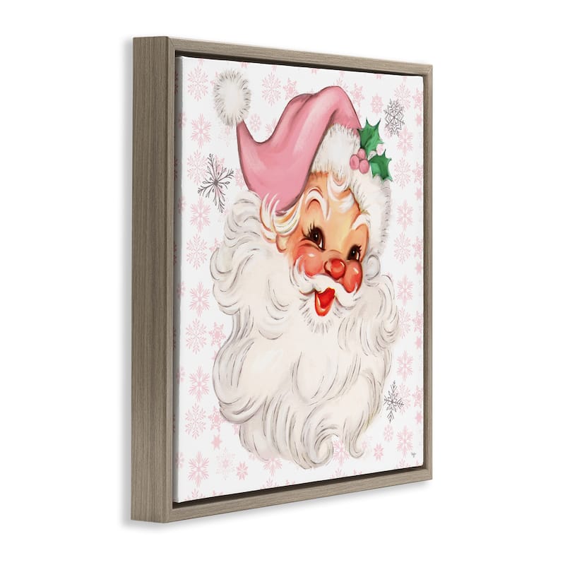 Stupell Pastel Vintage Jolly Santa Framed Floater Canvas Wall Art Design By Mollie B.