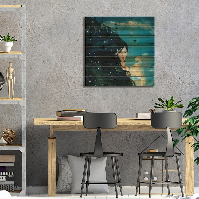 Lady Night Print On Wood by Paula Belle Flores - Multi-Color