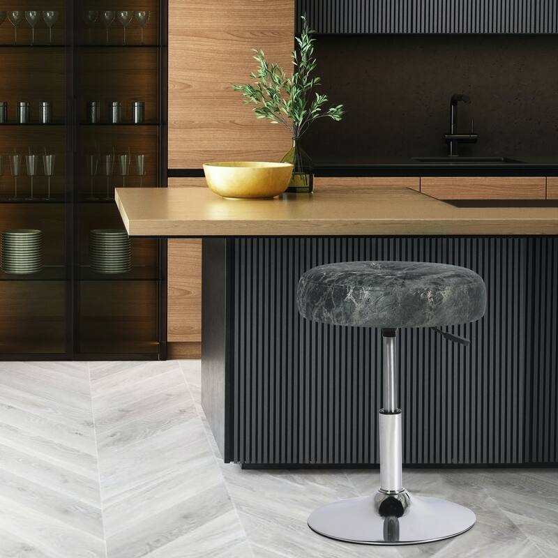 Adeco Makeup Vanity Stool Chair Round Ottoman Swivel Adjustable