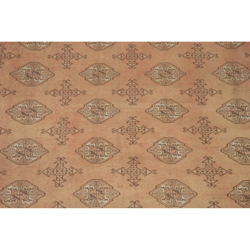 Geometric Bokhara Oriental Rug Hand-Knotted Wool Carpet - 6'11"x 9'6"