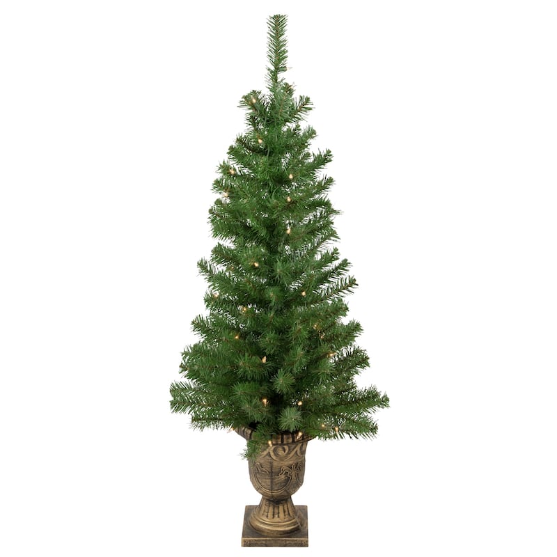 5-Piece Pre-Lit Artificial Wolcott Spruce Christmas Entryway Set - 4'
