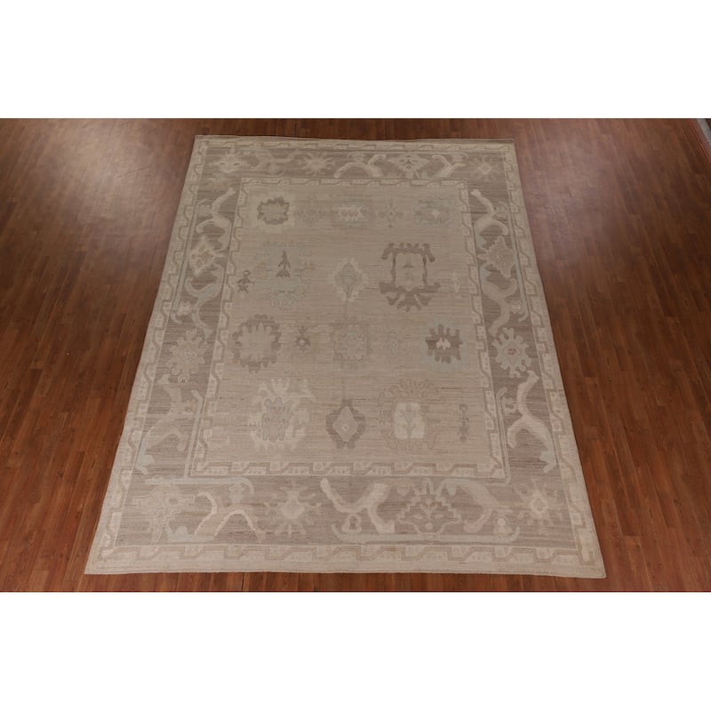 Oushak Oriental Area Rug Turkish Hand-Knotted Wool Carpet - 9'0" x 11'8"