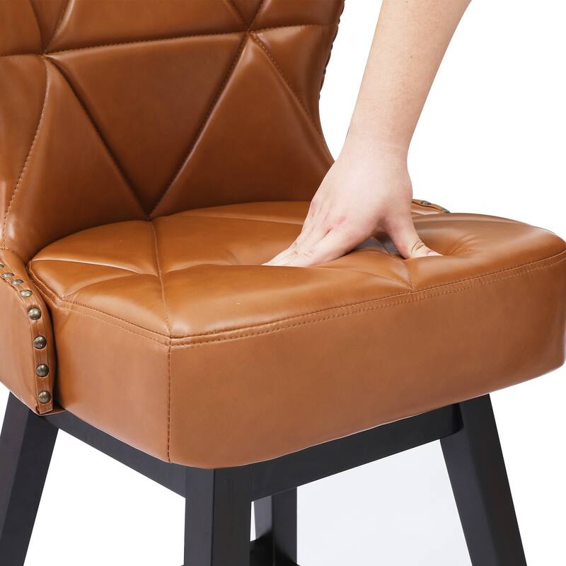 26 in. Mid-Century Modern Counter Stools Faux Leather/Fabric Upholstered Swivel Bar Stools for Island （Set of 4）