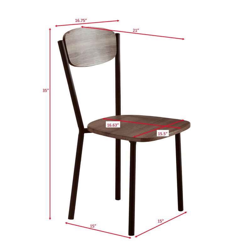 5-Piece wash Round Dining Set Table Chairs Rustic Dining Room Wooden Furniture - Black,Brown,Grey