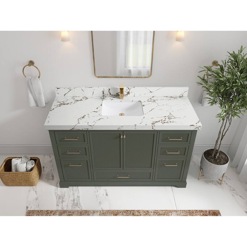 Willow Collections 60 in. W x 22 in. D Alys Single Sink Bathroom Vanity with Countertop - 2"Viola Brown - Pewter Green
