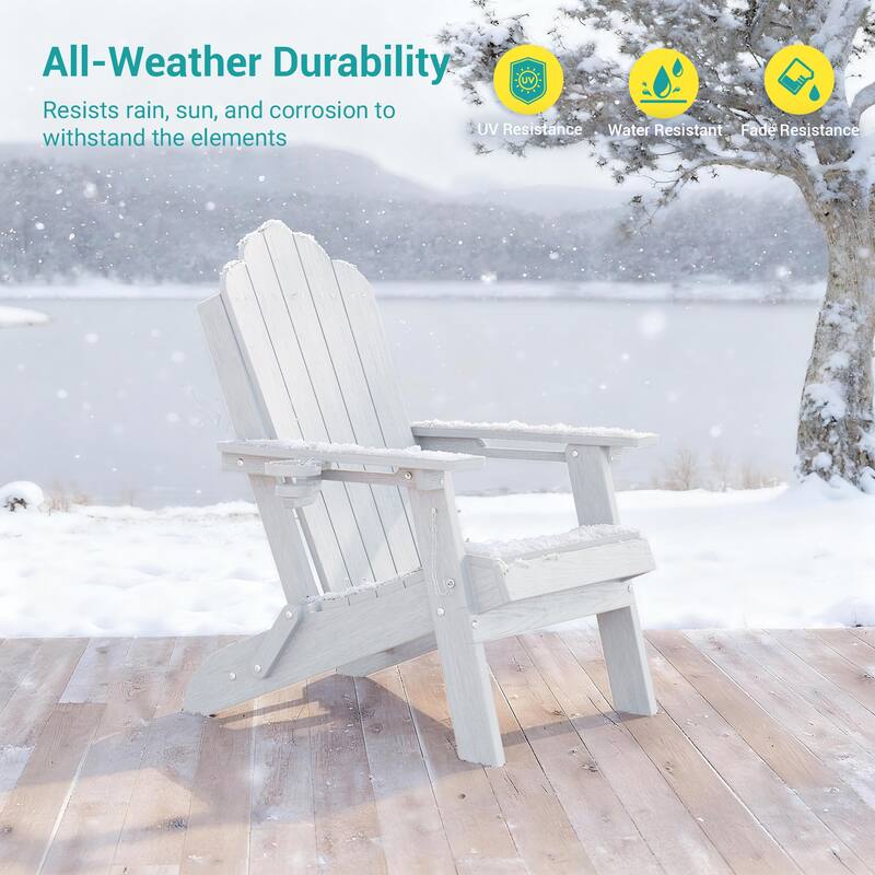 Foldable HDPE Adirondack Chair All-Weather W/ Cup Holder