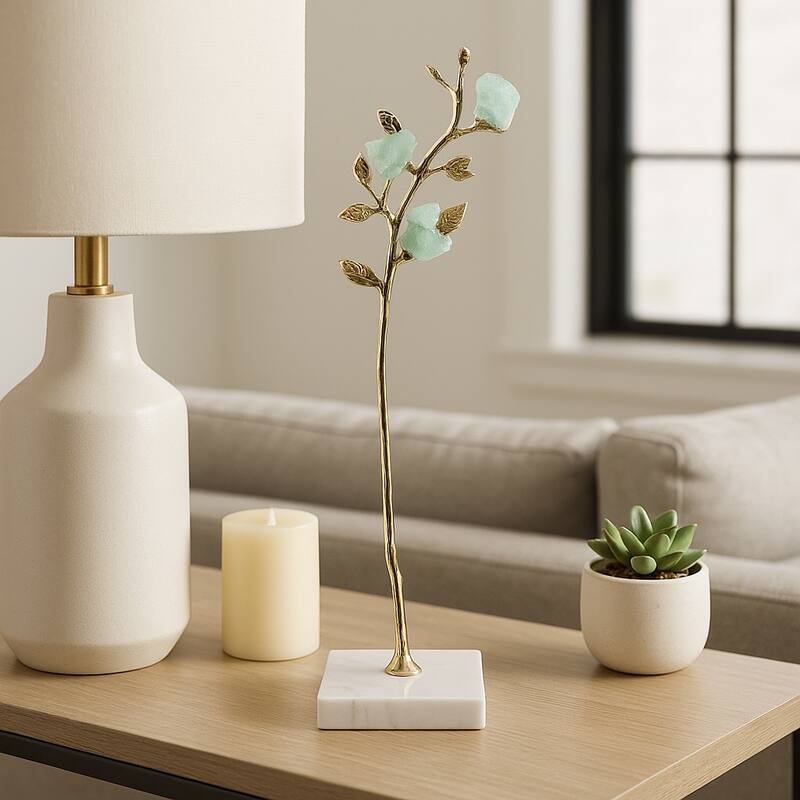 Metal Tree Sculpture on Marble Base Charming Living Room, Office, Home Decor