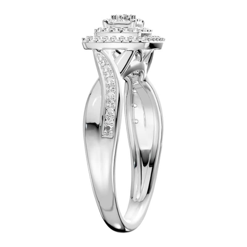 AEON Stellar Crown Cushion 0.25ct Lab Grown Diamond Cluster Double Halo Ring