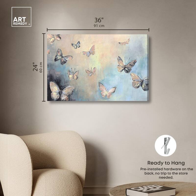Textured Butterflies I Canvas by Art Remedy, Gallery Wrapped