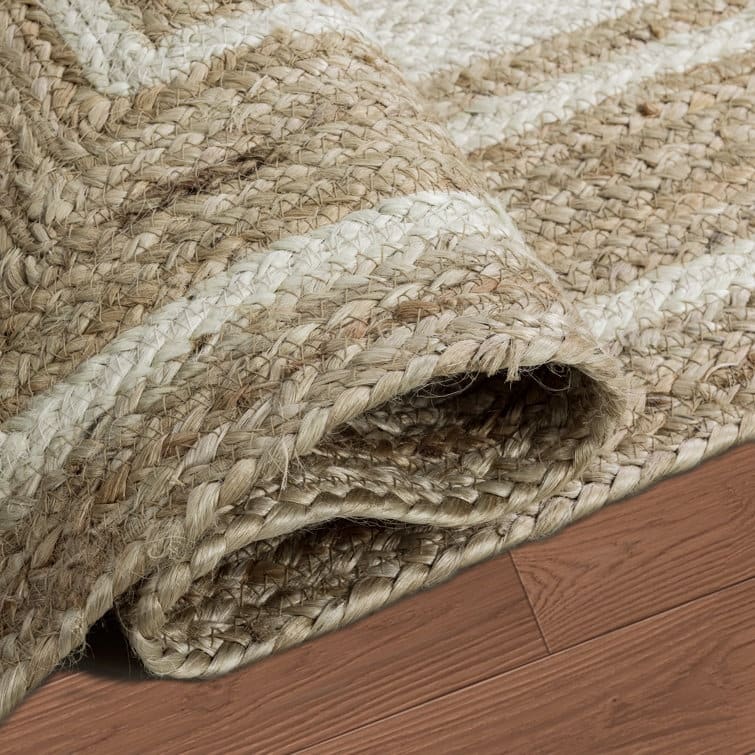 Jute Hand Braided Zigzag Stitch Natural Fibers Farmhouse Style Area Rug