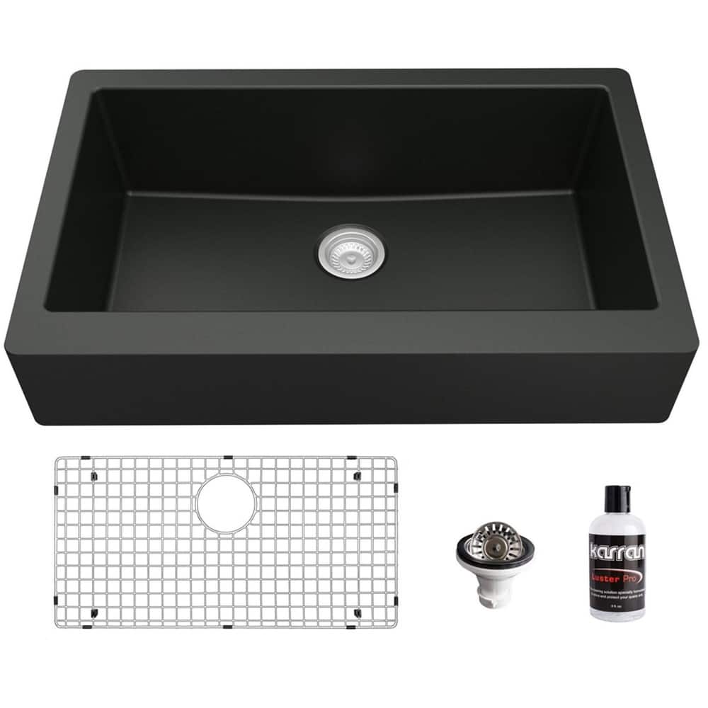 Karran USA QAR-740-PK1 Quartz QAR 34" Farmhouse Single Basin Quartz