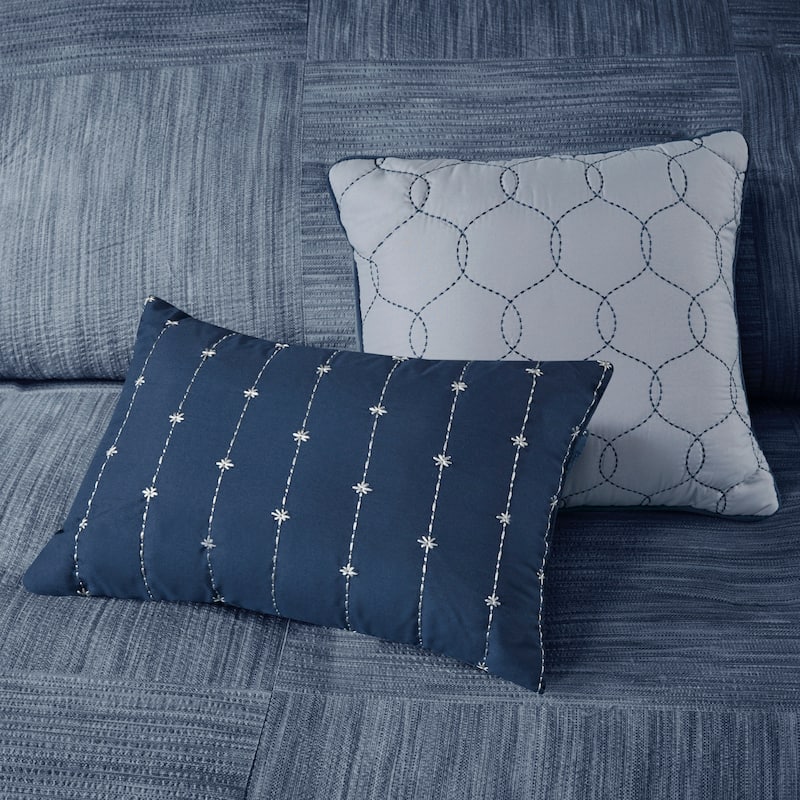 Madison Park Clayton 7 Piece Printed Seersucker Comforter Set