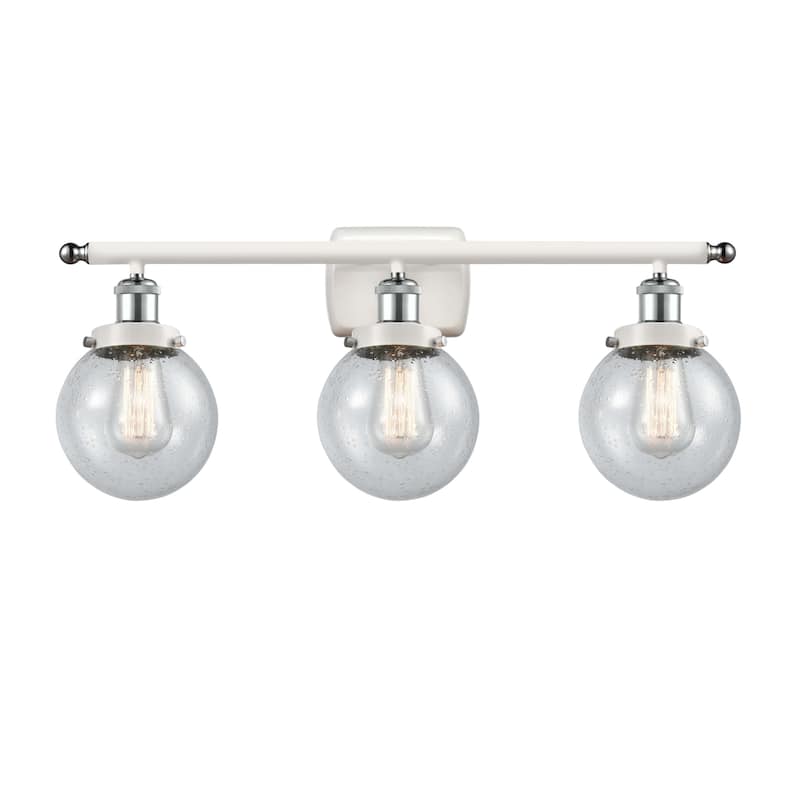 Innovations Lighting 916-3W-11-26 Beacon Vanity Beacon 3 Light 26" - White and Polished Chrome / Seedy