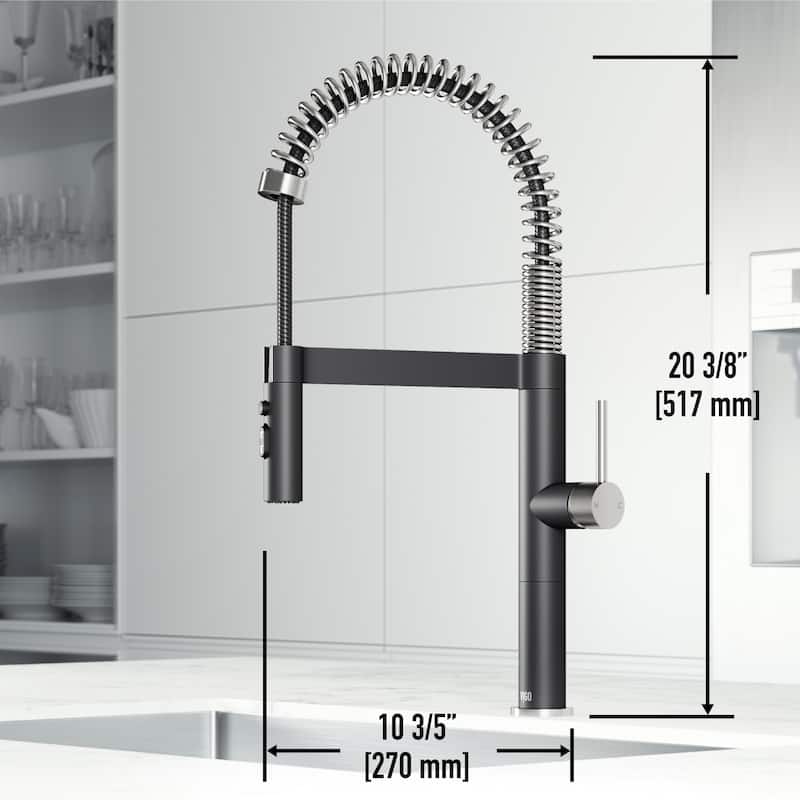 VIGO Edison Pro 20" H Single Handle Pull-Down Sprayer Kitchen Faucet