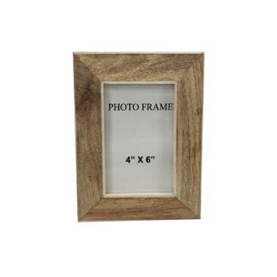 4x6" Wood Picture Frame w/ White Resin Border - Lite Brown