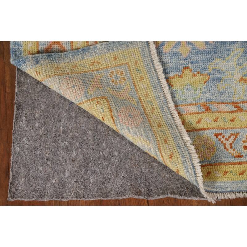 Vegetable Dye Oushak Turkish Runner Rug Hand-knotted Wool Carpet - 3'1"x 10'8"