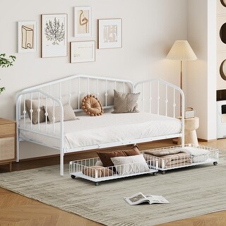 White Iron Daybed Twin Size 2 Drawers Bed Bath Beyond 39807902