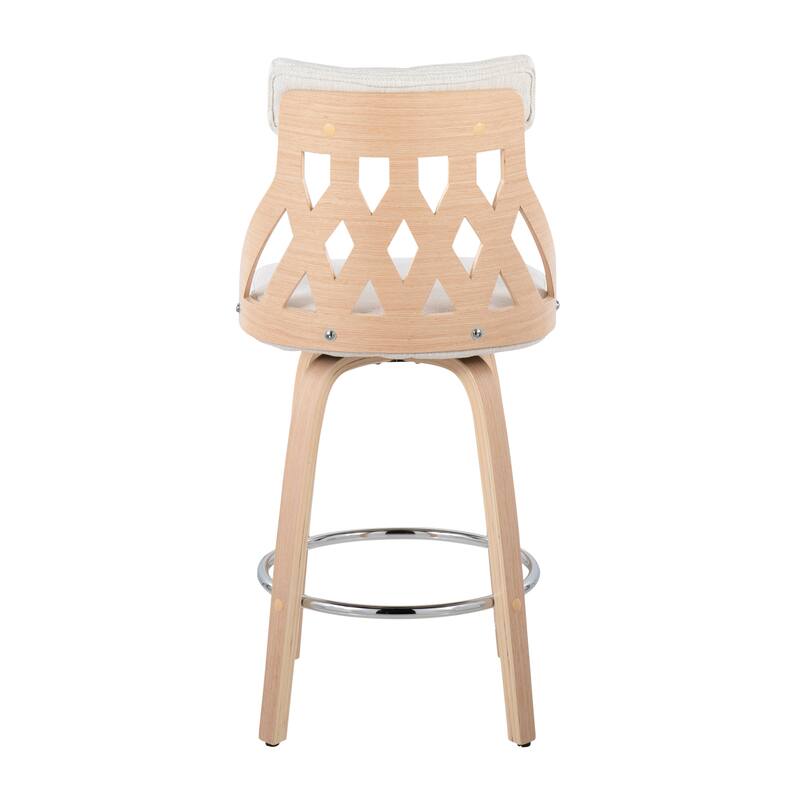 York Mid-Century Modern 26" Counter Stool in Wood and Fabric