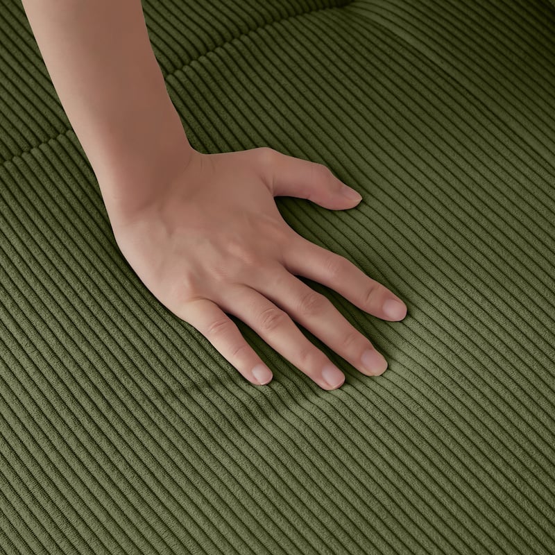 Livingroom L-Shaped Corduroy Sectional Sofa, Modular Couch 3 Seat Straight Sofa with Movable Ottoman