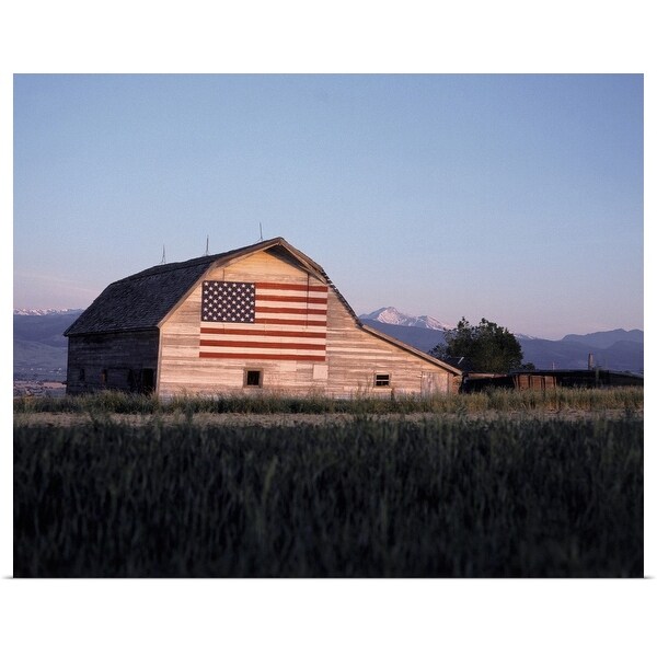 "Barn with United States flag, Colorado" Poster Print