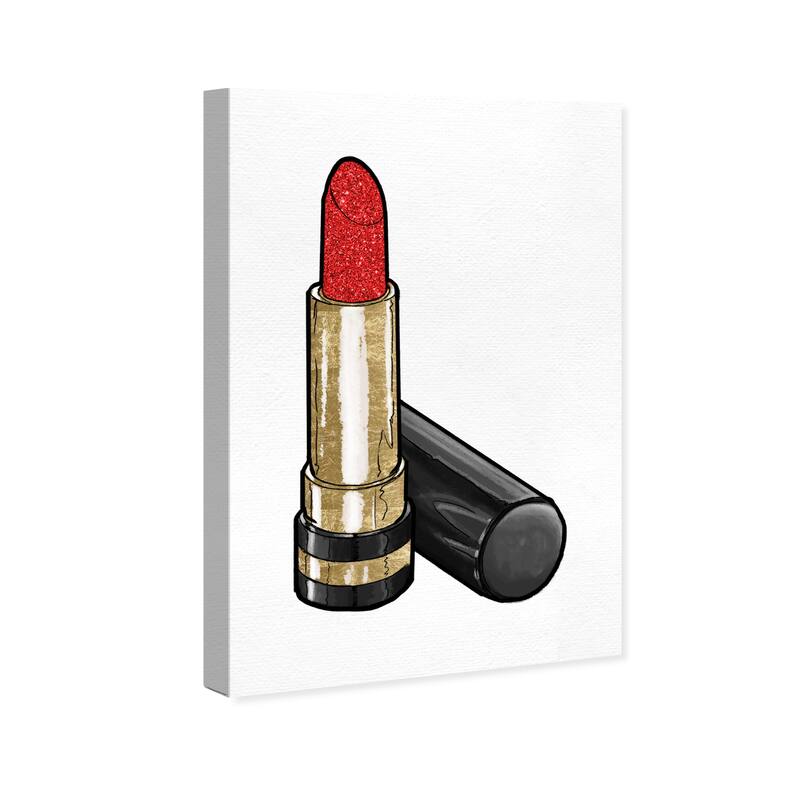 Wynwood Studio Canvas Fashion and Glam Fancy Lipstick III Gold and Metallic Gold Glam Wall Art Canvas Print