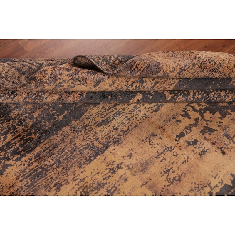 Contemporary Abstract Indian Rug Hand-Knotted Bedroom Wool Carpet - 6'6"x 9'4"