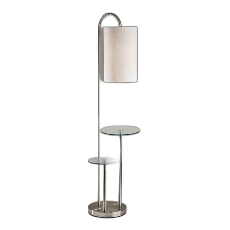 Lily Pad Glass Shelf Floor Lamp in Brushed Steel Metal