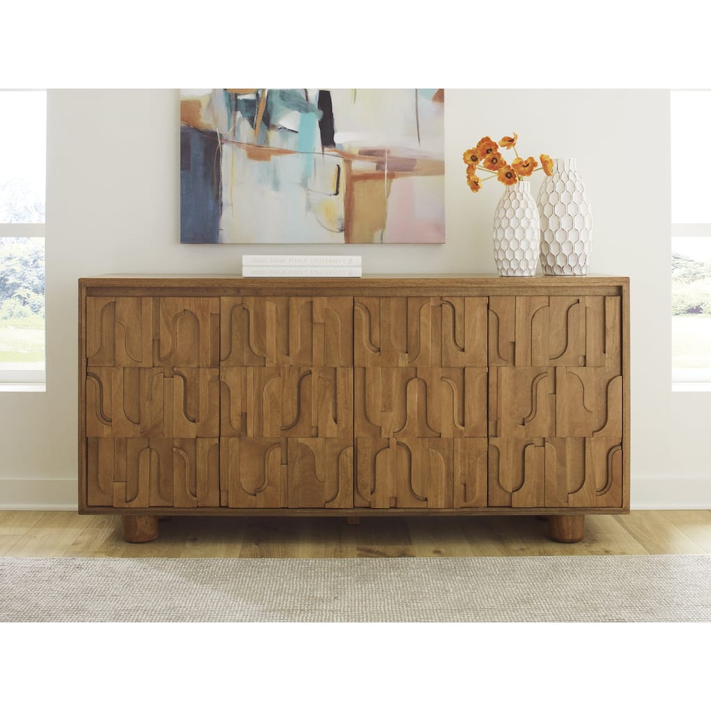 Signature Design by Ashley Gadburg Brown Accent Cabinet - 66"W x 16"D x 32"H