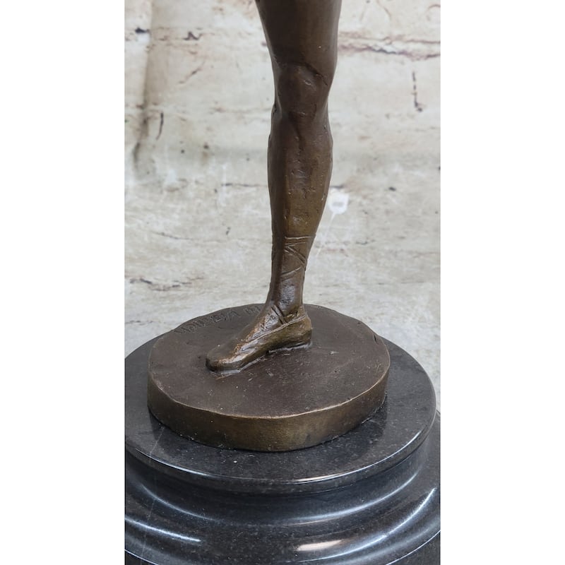 Ballerina Dancer Girl Bronze Statue Sculpture Figure On Marble Base 14 Inches X 8.5 Inches