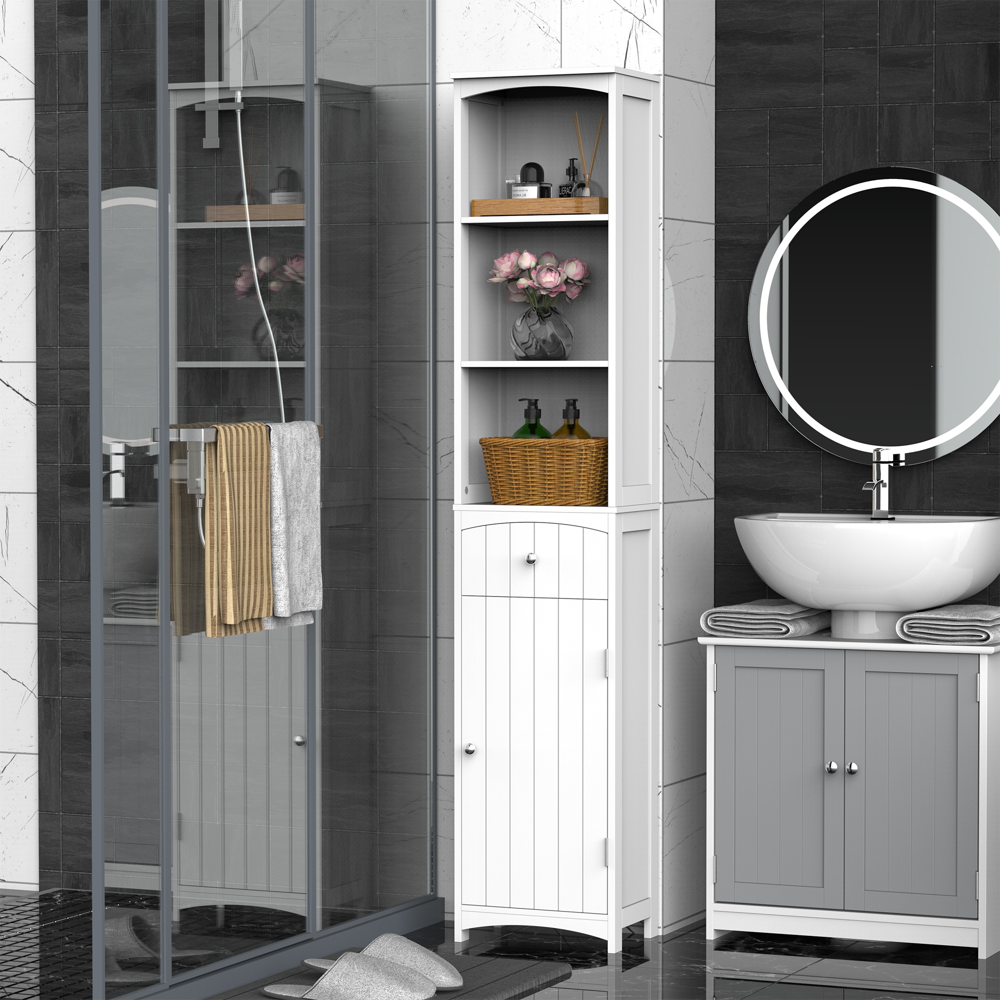 White bathroom best sale tower
