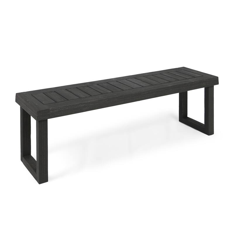 6 Piece Patio Furniture Set, Acacia Wood Outdoor Table and Chair Set with Rectangular Table, 4 Chairs and 1 Bench聽