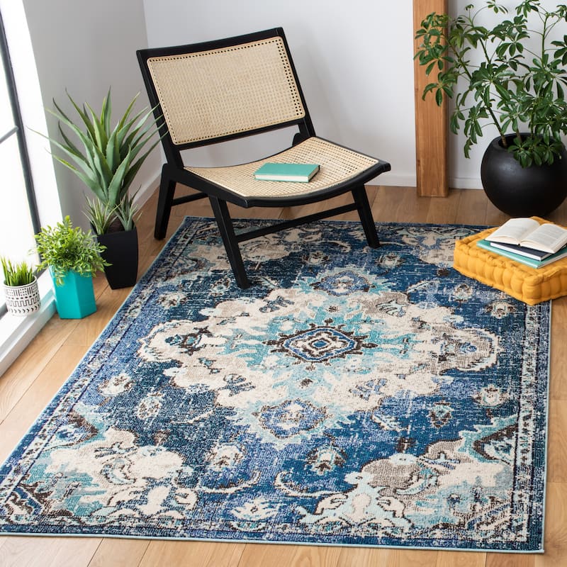 SAFAVIEH, Madison Lorrayne Boho Medallion Distressed Rug - 9' x 12'
